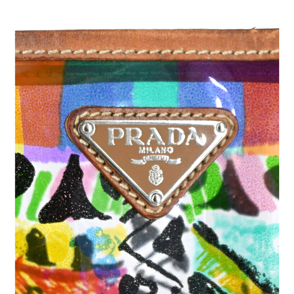 Prada Tote Bag Multicolor PVC Venezia Leather Strap - Picture 6 of 12